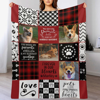 Personalized Pet Dog Cat Goodbye Blanket with Photos