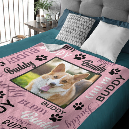 Personalized Photo Names Blanket For Puppy Dogs