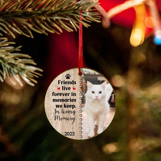 Personalized Custom Photo Circle Ornament For Dog Cat Lover- Christmas Memorial Gift