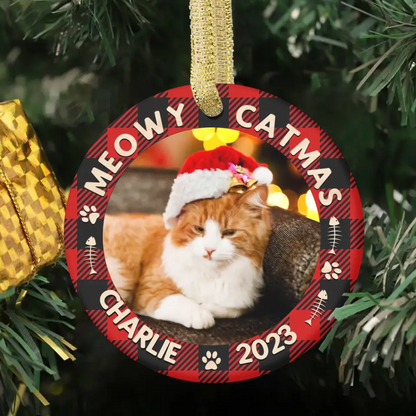 Custom Photo First Christmas - Dog & Cat & Baby Personalized Custom Ceramic Ornament - Christmas Gift For Family