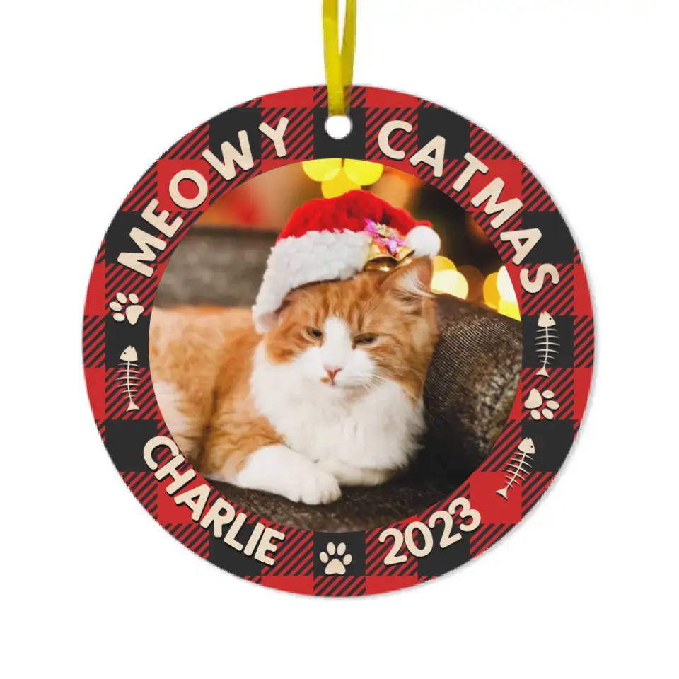 Custom Photo First Christmas - Dog & Cat & Baby Personalized Custom Acrylic Ornament - Christmas Gift For Family