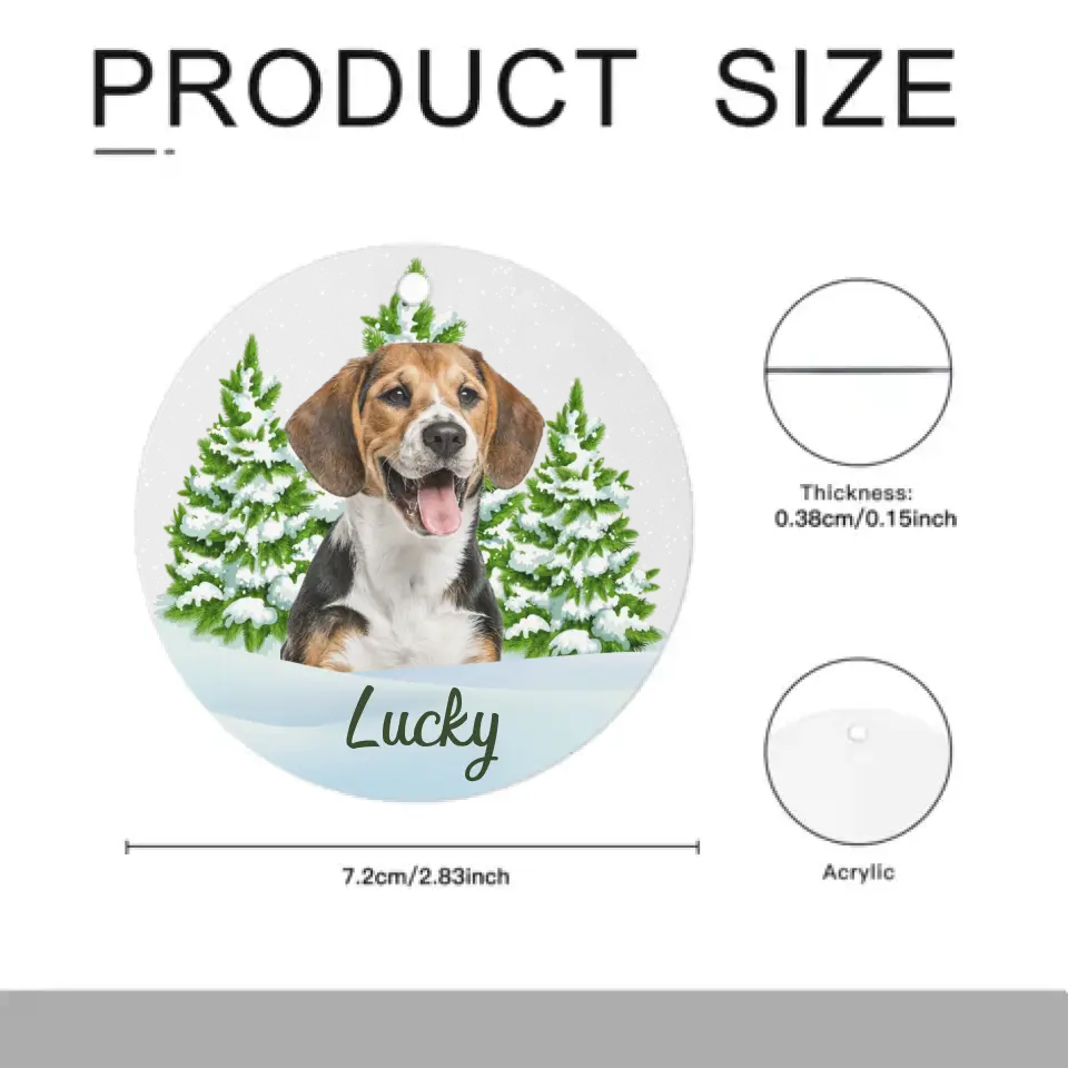 Custom Photo Pet Face Personalized Circle Acrylic Ornament - Christmas Gift For Pet Lovers, Pet Memorial