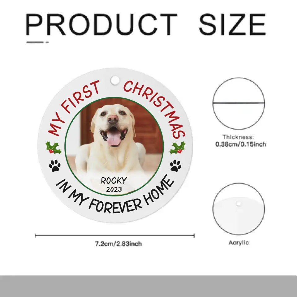 Pet Photo First Christmas - Personalized Acrylic Ornaments For Pet Lovers