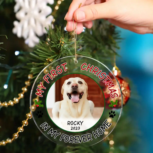 Pet Photo First Christmas - Personalized Acrylic Ornaments For Pet Lovers