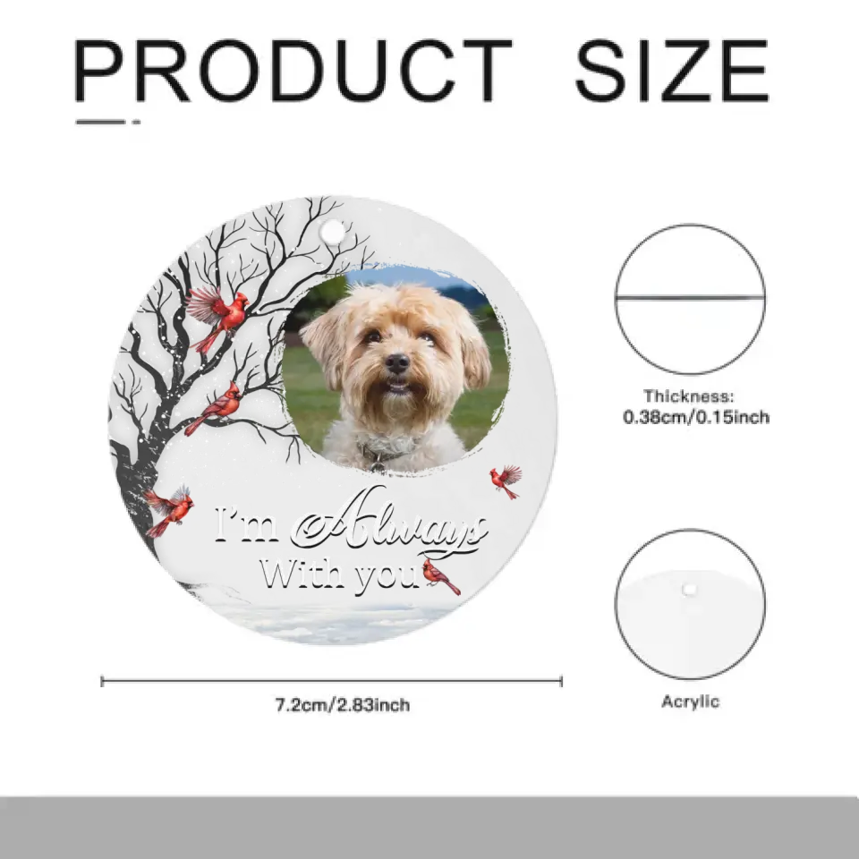 Custom Photo Always With You - Personalized Custom Acrylic Ornament - Sympathy Gift For Pet Lovers