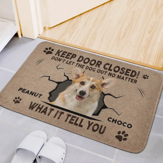 Personalized Doormat - Custom Photo Dog Cat Keep Door Closed - Gift For Pet Lovers, Pet Owners