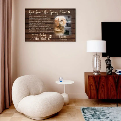 Personalized Photo Dog Memorial Canvas - God Saw You Getting Tired