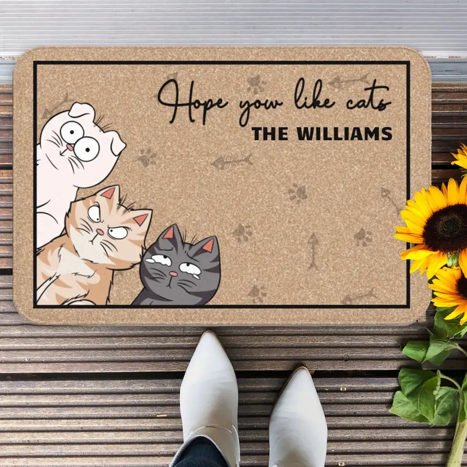 Hope You Like Cats - Personalized Doormat