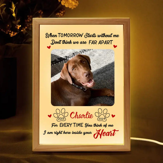 Personalized Costom Dog Memorial Photo Frame Box - I'm Right Here Inside Your Heart Picture