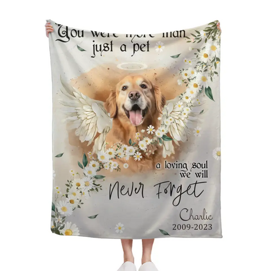 Custom Personalized Memorial Pet Photo Blanket - Memorial Gift Idea for Dog/Cat Owners - You Were More Than Just A Pet