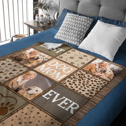 Custom Photo Personalized Blanket For Pet Lovers - Best Dog Mom Dad Ever copy