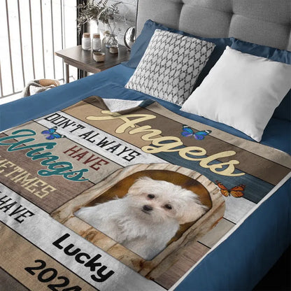 Custom Photo Angels Sometimes They Have Paws - Personalized Gift for Dog or Cat Lovers Blanket