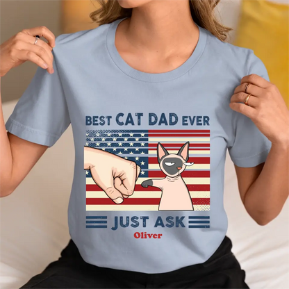 Personalized Shirt - Best Cat Dad Ever Nation Flag Fist Bump
