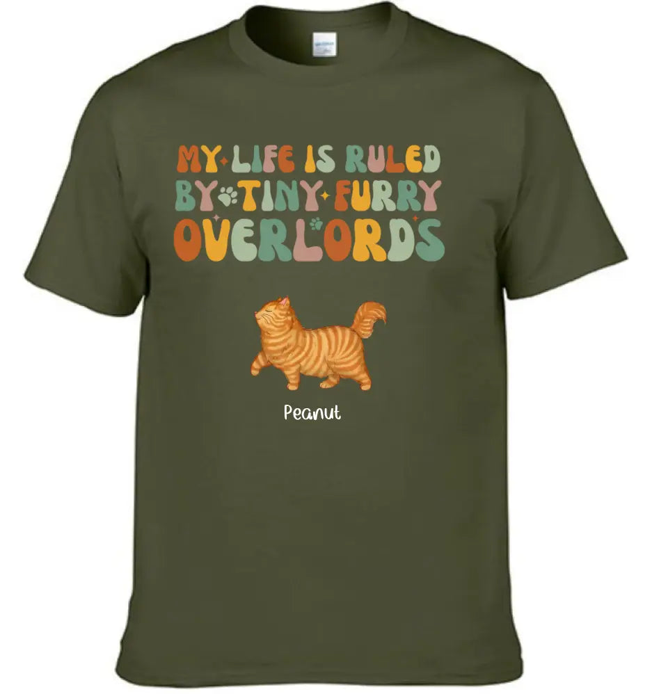 My Life Is Ruled By Tiny Furry Overlords Cat Mom Personalized Sleeve Printed T-shirt