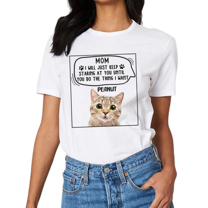 Personalized Photo T Shirt-Dog Cat Keep Staring At You