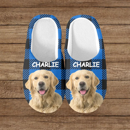 Custom Photo Happiness Is A Warm Puppy - Dog & Cat Personalized Custom Fluffy Slippers - Gift For Pet Owners, Pet Lovers