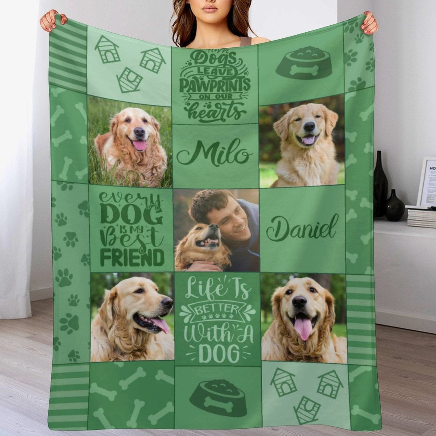 Dog Photo Blanket-Personalized Pet Blanket-Pet Memorial-Custom Pet Photo-Personalized Photo Blanket-Pet Memorial Gift