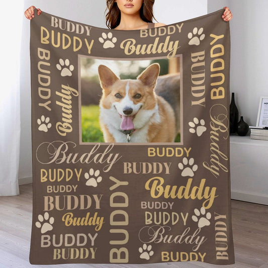 Personalized Photo Names Blanket For Puppy Dogs